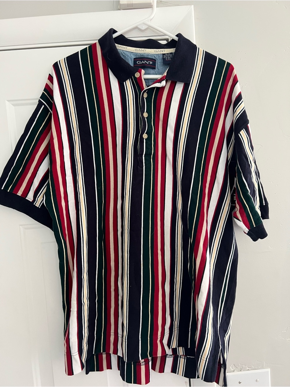 Gant Men’s Multi-Stripe Polo in Black, Red, Green, Cream